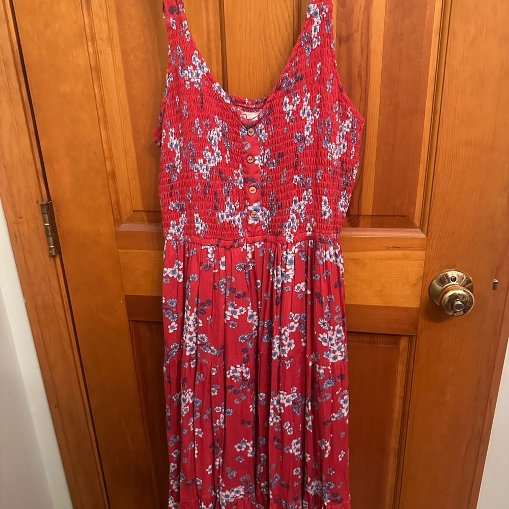 Japna Red and White Sleeveless Sundress